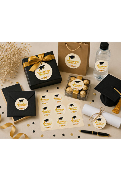 cyatelier Mezuniyet Hatırası Sticker Seti – Kep ve Diploma Temalı Hediye Etik...