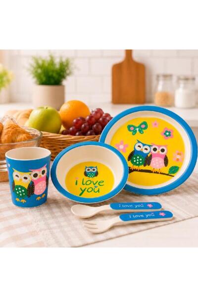 Generic Bamboo Kids Set with Colorful Cartoon Designs – 5 Pieces