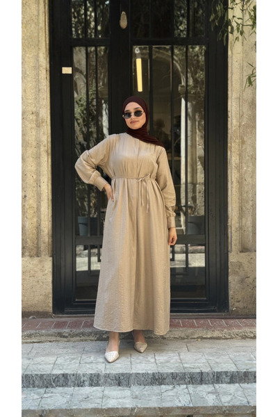 MODACO Long Rayon Tunic – Belted and Buttoned
