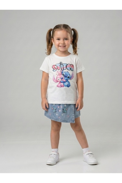 İncilay Kids Girl's Stitch Printed Shorts Suit