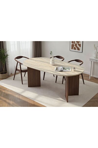 Rani Mobilya Rani Home Yemek Masası Traverten - Milano Ceviz 180Cm GA-5226