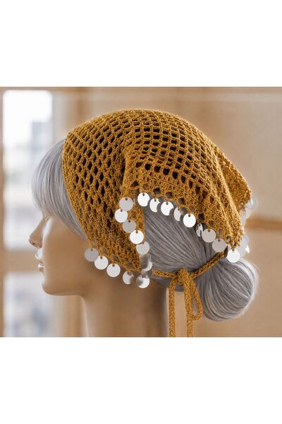 Vipfoni Hair-Refreshing Sequined Mesh Hand-Knitted Bandana