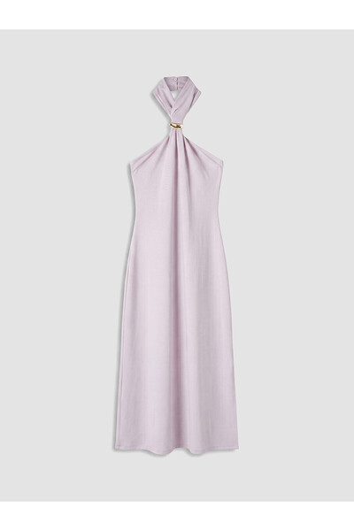 LC Waikiki Peak New Season Halter Neck Dress with Metal Appliques and Gathere...