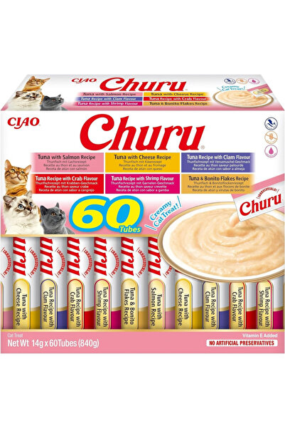 Inaba Gustări pentru pisici CAT CHURU VARIAȚII TON 60x14g
