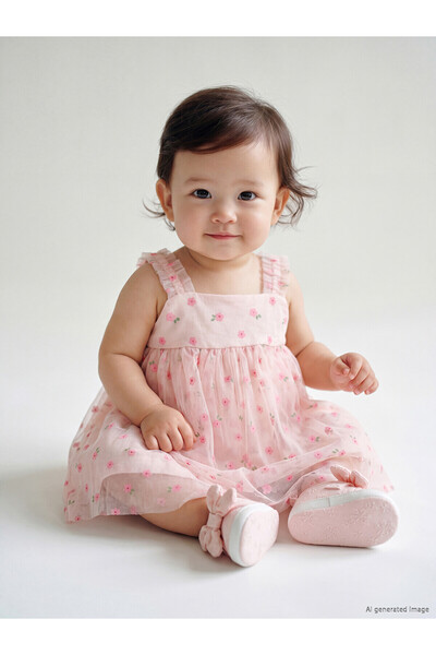 LC Waikiki Trendlucky with Difference Floral Pattern Baby Girl Dress