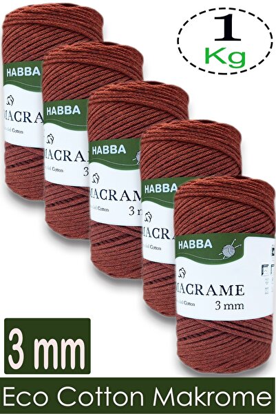 habba respect 1 Kilo Habba Cotton Macrame 3 mm - (Pack of 5) - 122