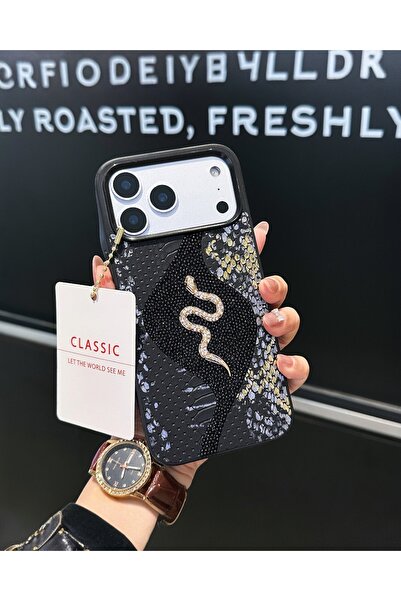 KILIF HOUSE Iphone 17 Pro Max Uyumlu Yılan Derisi Dokulu Taşlı Yılanlı Premiu...