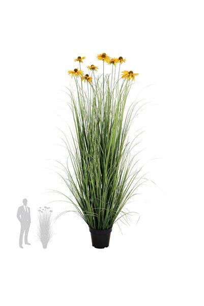 Roberto Rossi Iarba artificiala Onion 150 cm cu 10 flori galbene de crizantema