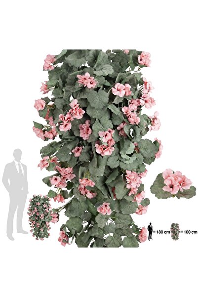 Roberto Rossi Muscata artificiala curgatoare 90 cm cu 352 frunze si 59 flori roz