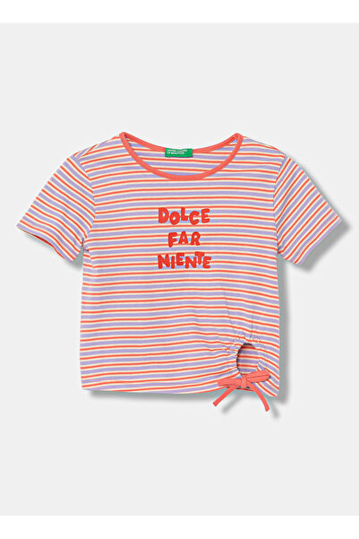 United Colors of Benetton Çok Renkli Kız Çocuk Baskılı T-Shirt 3HTMC10TJ