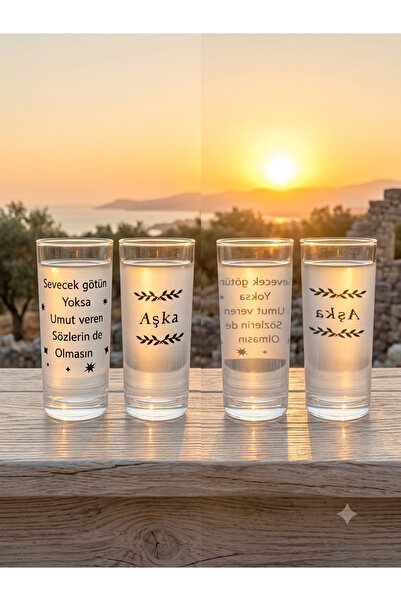 Latelier Elegant Yazılı rakı bardagı