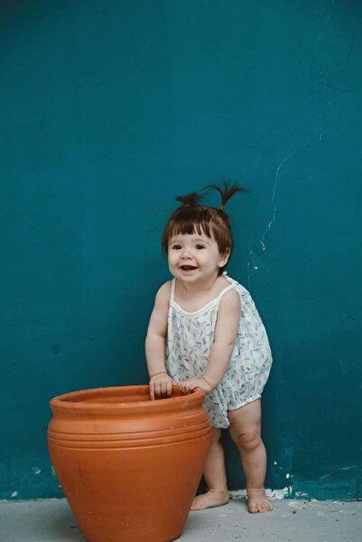 Oh La La Koala For Little Ones Mavi Çiçek Baskılı İp Askılı Tulum