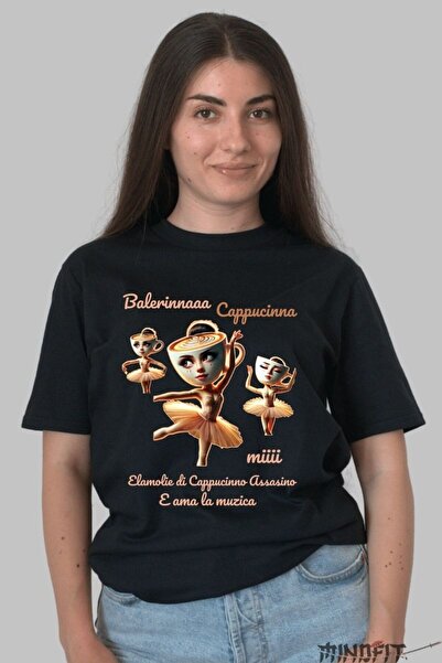 GILDAN Tricou Amuzant Viral Cappuccina Ballerina