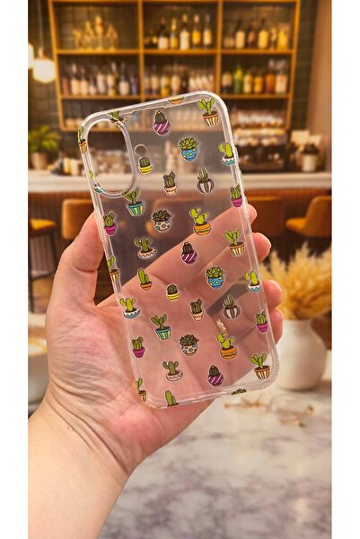 Vip Case Iphone 16 Plus Uyumlu Kaktüs Desenli Şeffaf Darbe Emici Kamera Korum...