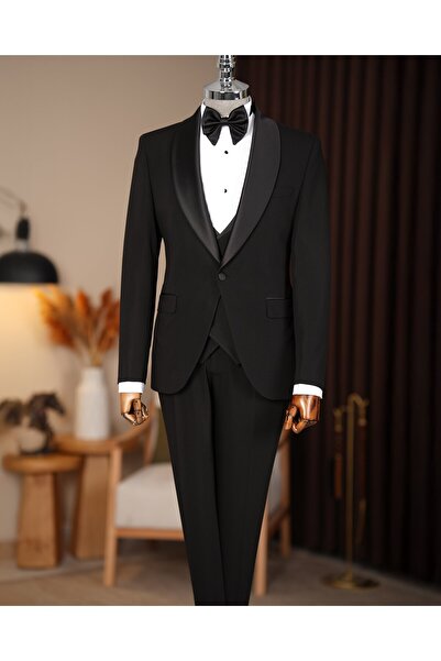 TerziAdemAltun İtalyan stil slim fit erkek şal yaka ceket yelek pantolon dama...