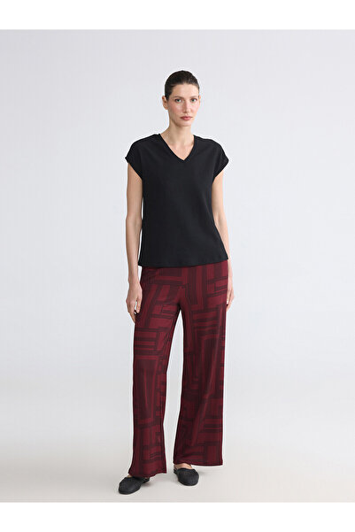 LC Waikiki Nevavm Women's Geometric Patterned Trousers with Elastic Waist