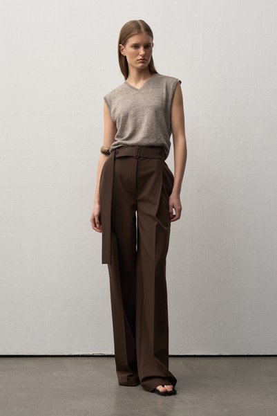 Mathilda Store Kadın Acı Kahve Limited Edition Kemerli Palazzo Pantolon