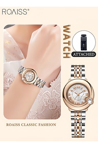 ROAISS Womens Luxury Quartz Watch with Stainless Steel Band Crystal Decorated...