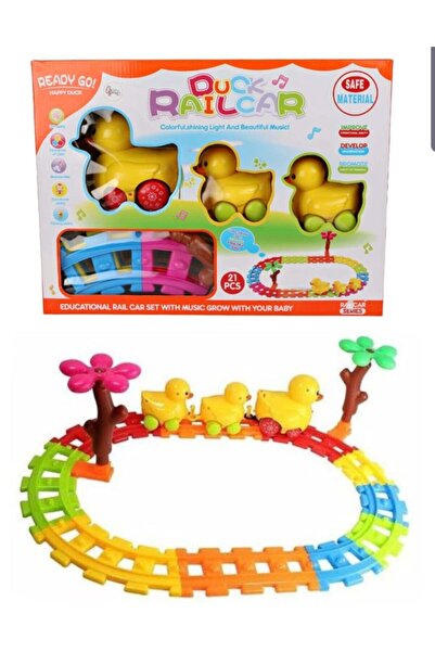 Toybox مجموعة مسار سيارة البط الإلكترونية - موسيقى وأضواء ومسار ملون (21 قطعة)
