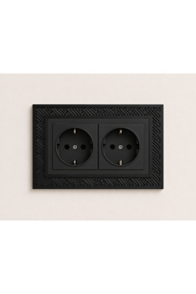 Karenza Home Dekoratif Siyah MDF İkili Priz Çerçevesi Süsü - 20x13 CM