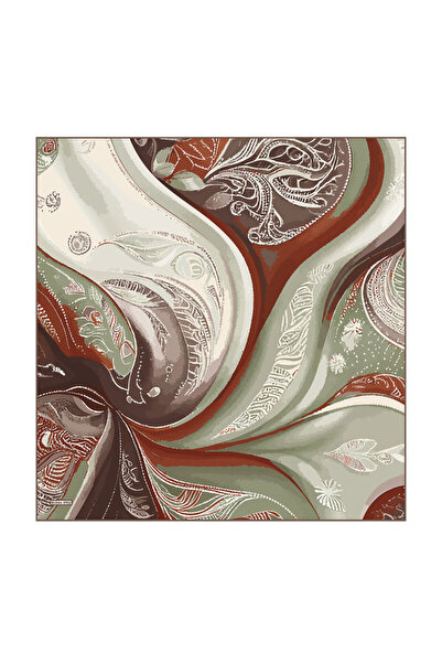 Bursa İpek Cinnamon Devran Pattern Twill Silk Scarf