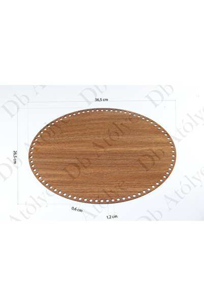 Db Atölye Elips Rattan örgü plakası 26x36 cm Ceviz renk - rattan sepet altlığ...