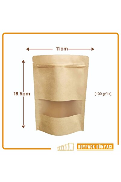 DOYPACK Kraft pencereli 11x18.5cm (100 gr'lık) 100 Adet