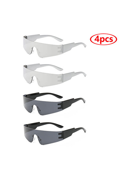 Choice4 4pcs z01 Cycling Punk One Piece Sunglasses Women Goggle Mirrored Y2K ...