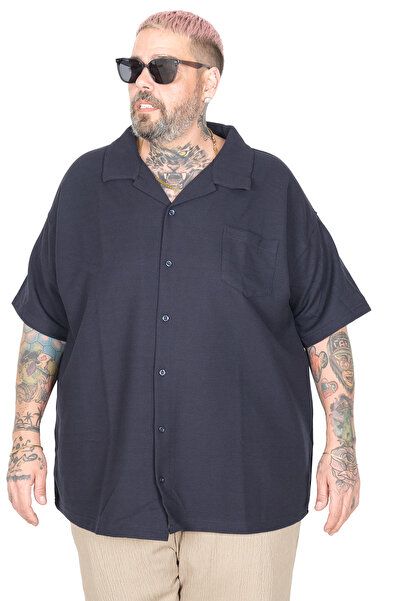 ModeXL Mode XL Large Size Shirt with Lapel Collar and Short Sleeves U26385 Da...