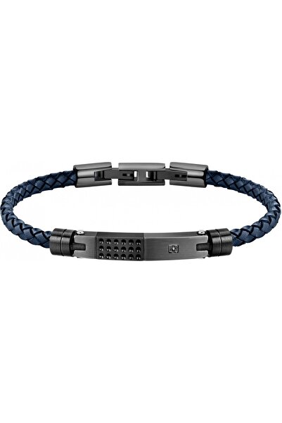 MORELLATO Bratara MOODY, piele bleumarin, inox gri inchis, lungime 23cm, regl...