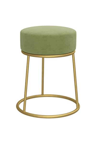 vidaxl Taburet rotund, verde muştar, catifea