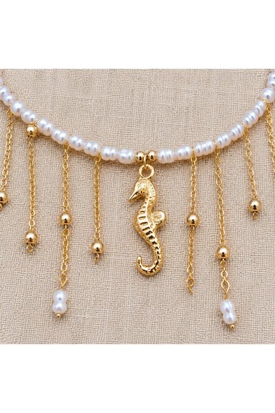 BIJUTERI Kly-1040 Pearl Sea Horse Tassel Necklace |   Eos Collective