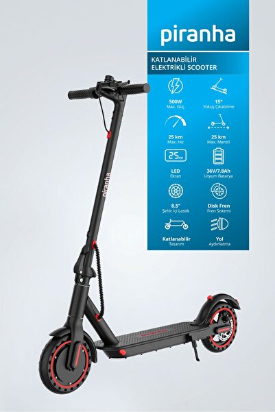 Piranha 5010 500W Elektrikli Scooter | 36V 7.8Ah Pil | LED Aydınlatma | LCD E...