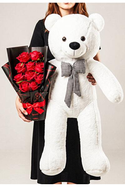 Linalux Gifts Eşe Sevgiliye Nişanlıya Alınabilecek 90cm Beyaz Peluş Ayıcık ve...