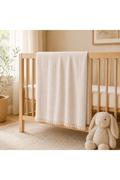 FYB 4 Layer Muslin Baby Blanket 100X120 cm 100% Cotton with Tassels Gift