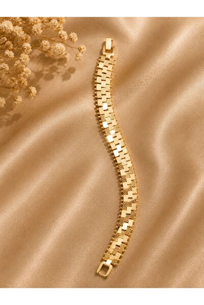 JAMMY JEWERLY Gold Geometrik Desenli Çelik Bileklik – Zarif ve Modern Tasarım