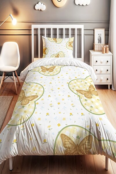 EVPANYA Plaid Flowers Patterned Single Baby Kids Bedding Set