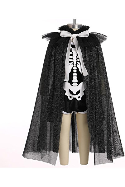 OEM Costum Schelet Fetita Halloween, cu Body catifea si Capa din Tulle – Cost...
