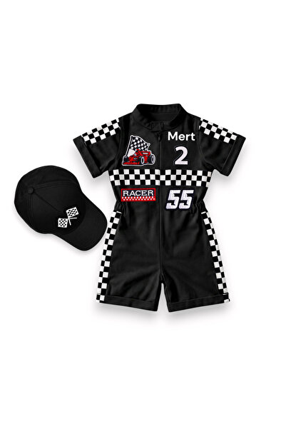 Mum Design Gifts SİYAH ŞORTLU YARIŞÇI KOSTÜMÜ F1-FORMULA
