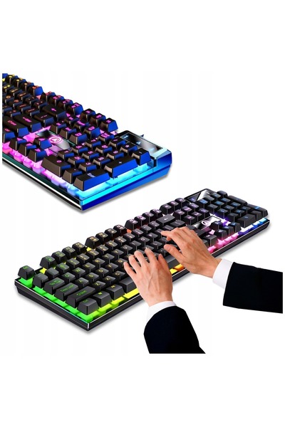 Ayawaska Tastatura gaming iluminata LED RGB cu membrana silentioasa, Tastatur...