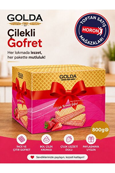 GOLDA Çilek Aromalı Kremalı Gofret 800gr HORON TOPTAN
