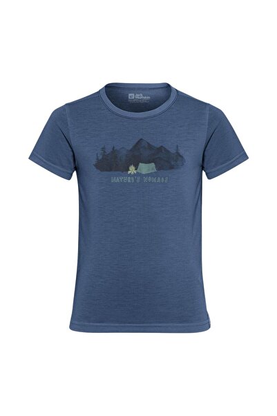Jack Wolfskin Tricou pentru copii cu grafică de drumeție SS 2025 - Albastru m...