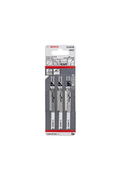 Bosch Set 3 panze pentru fierastrau pendular, U 101B HCS, Clean for Wood, 100mm