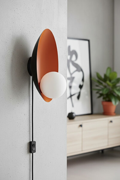 Bamyum Large Orange Metal Plug-In Sconce Kitchen Indoor Living Room Cafe Offi...