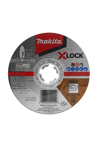 Makita X-LOCK A60T Δίσκος κοπής για ανοξείδωτο χάλυβα, 125 x 22.23 x 1.2 χιλ.