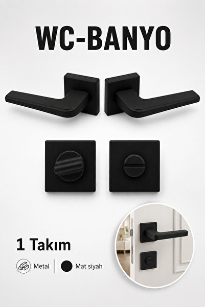 Badem10 Pheasant mat crna WC ručka za PVC vrata u kupatilu, 1 set, kvadratna ...