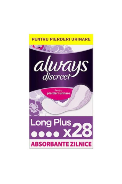 Always Absorbante Zilnice pentru Incontinenta Usoara - Discreet Long Plus, 28...
