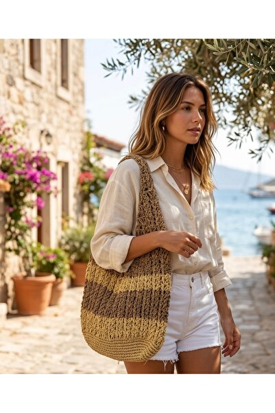 Handmade El Örgüsü Kadın Omuz Çantası Bohem El Yapımı Günlük Çanta