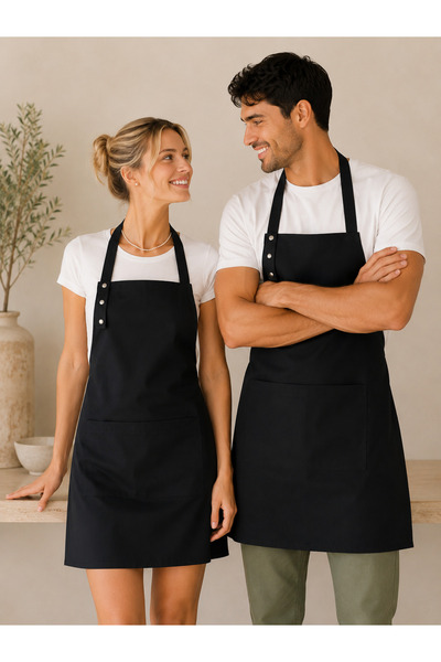 Hulganz Kitchen Apron Set of 2 Stain-Resistant Water-Repellent Fabric Plain P...