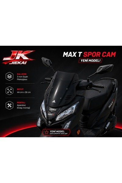 JİEKAİ Arora MAX T 125-150 SPOR CAM SİYAH YENİ MODEL– N-MAX 2015-2020 UYUMLU